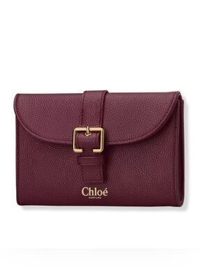 Chloe! Burgundy Pebbled Leather Wallet Clutch